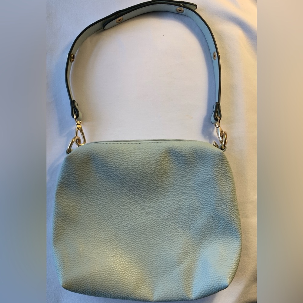 Mia Farrow robin eggs blue purse